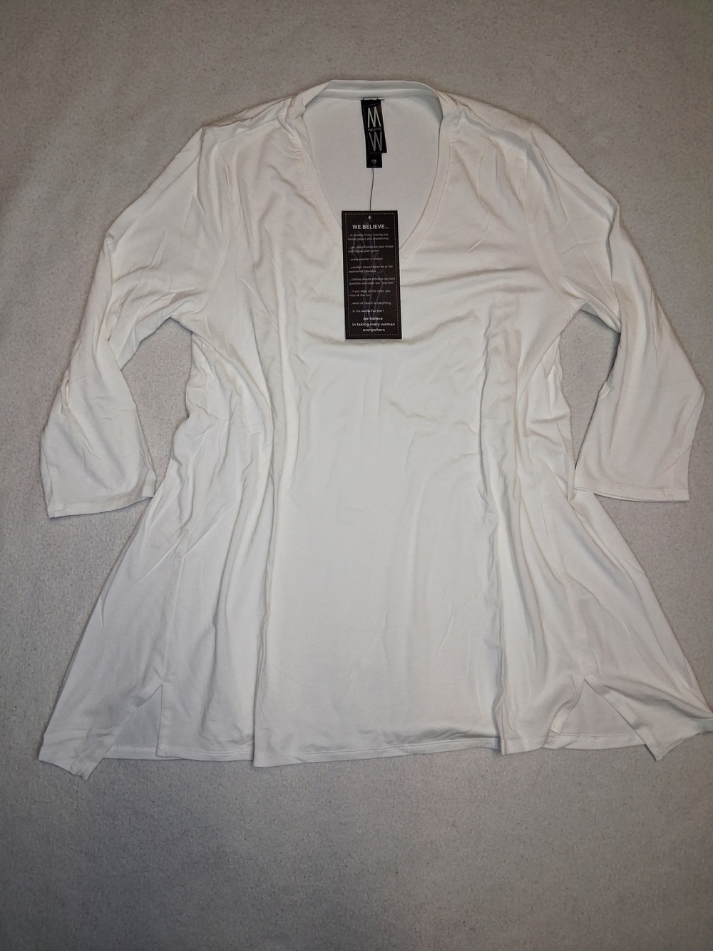 MarlaWynne White V-Neck Swing Tunic Top